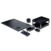 Black Bonded Leather Desk Set, 9pc